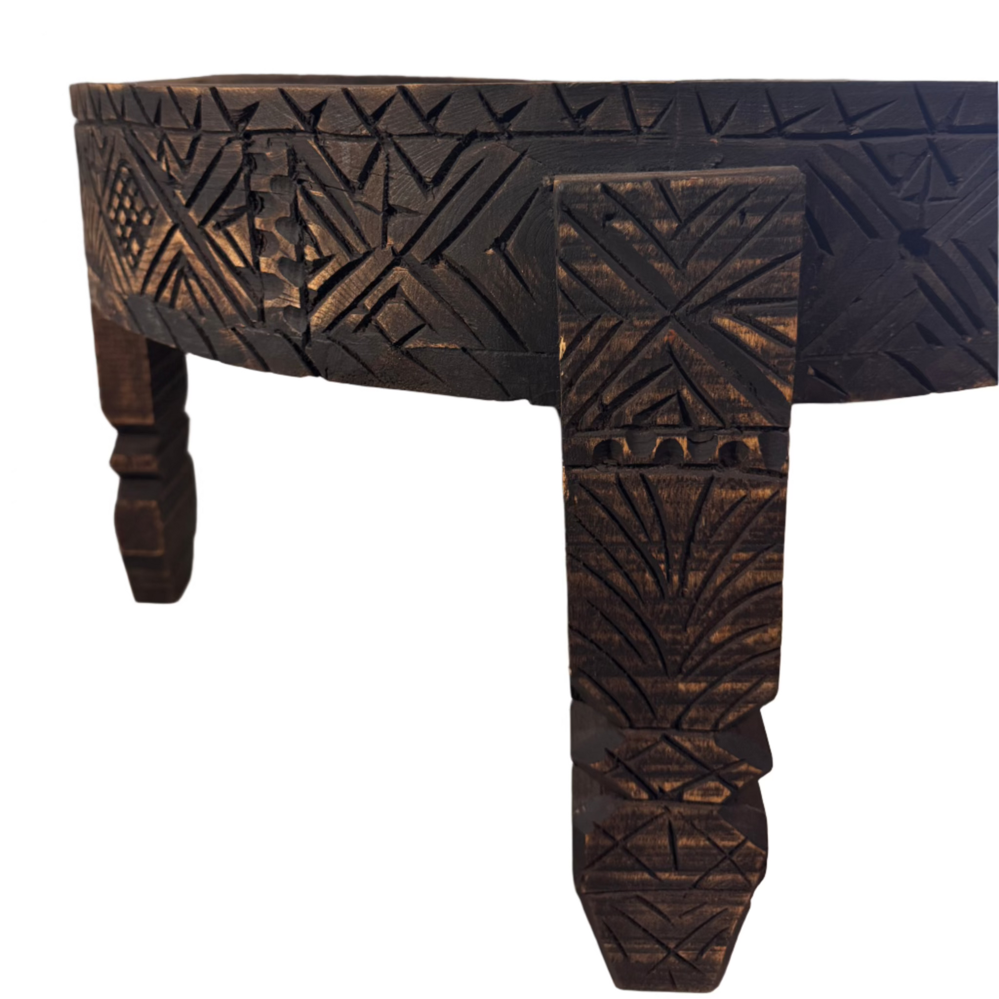 Hand-Carved Moroccan Chakki Table #7