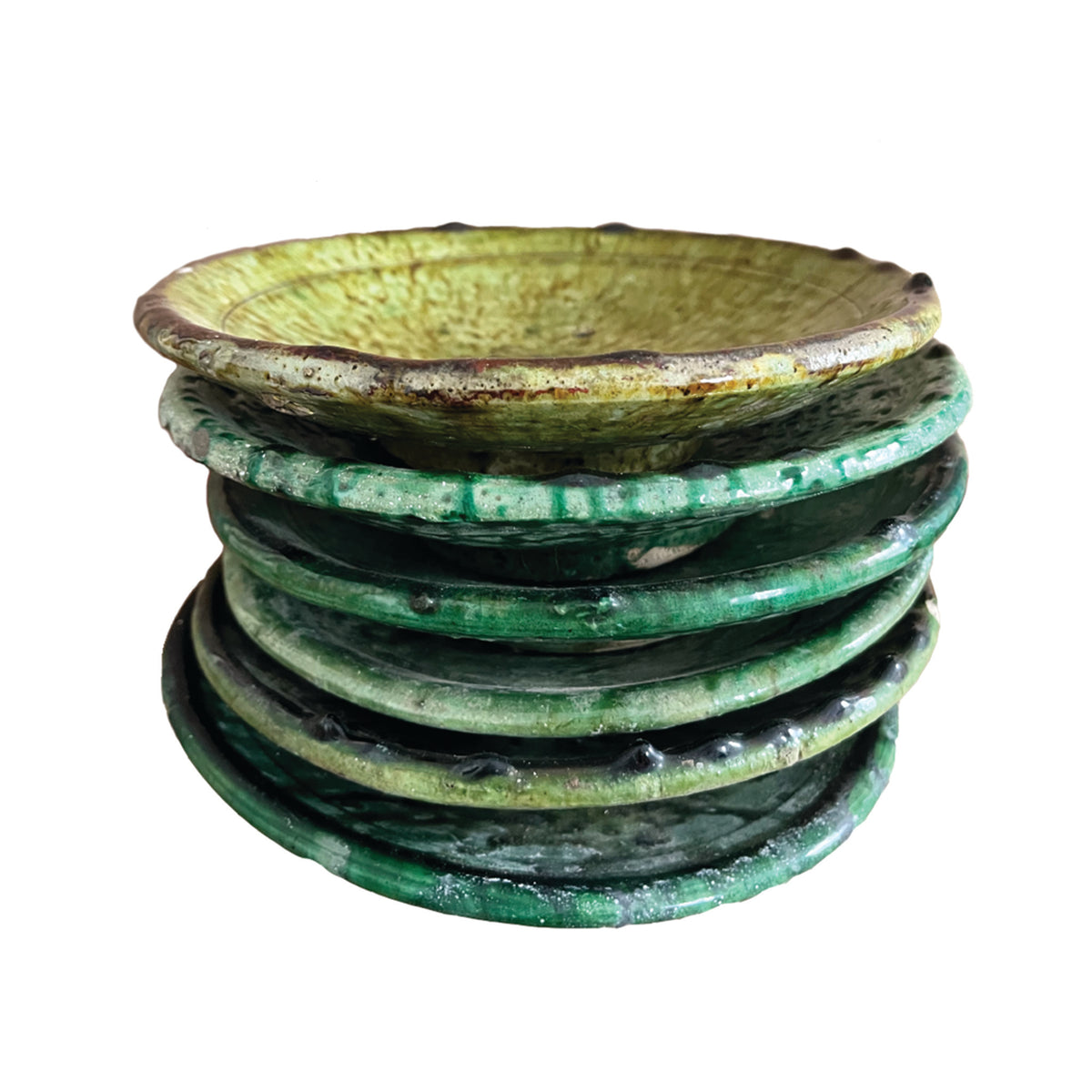 Green Tamegroute Handmade Moroccan Salad Plate