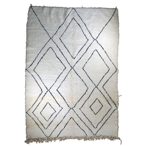 Baya 5 x 8 Handwoven Beni Ourain Rug in Cream and Black