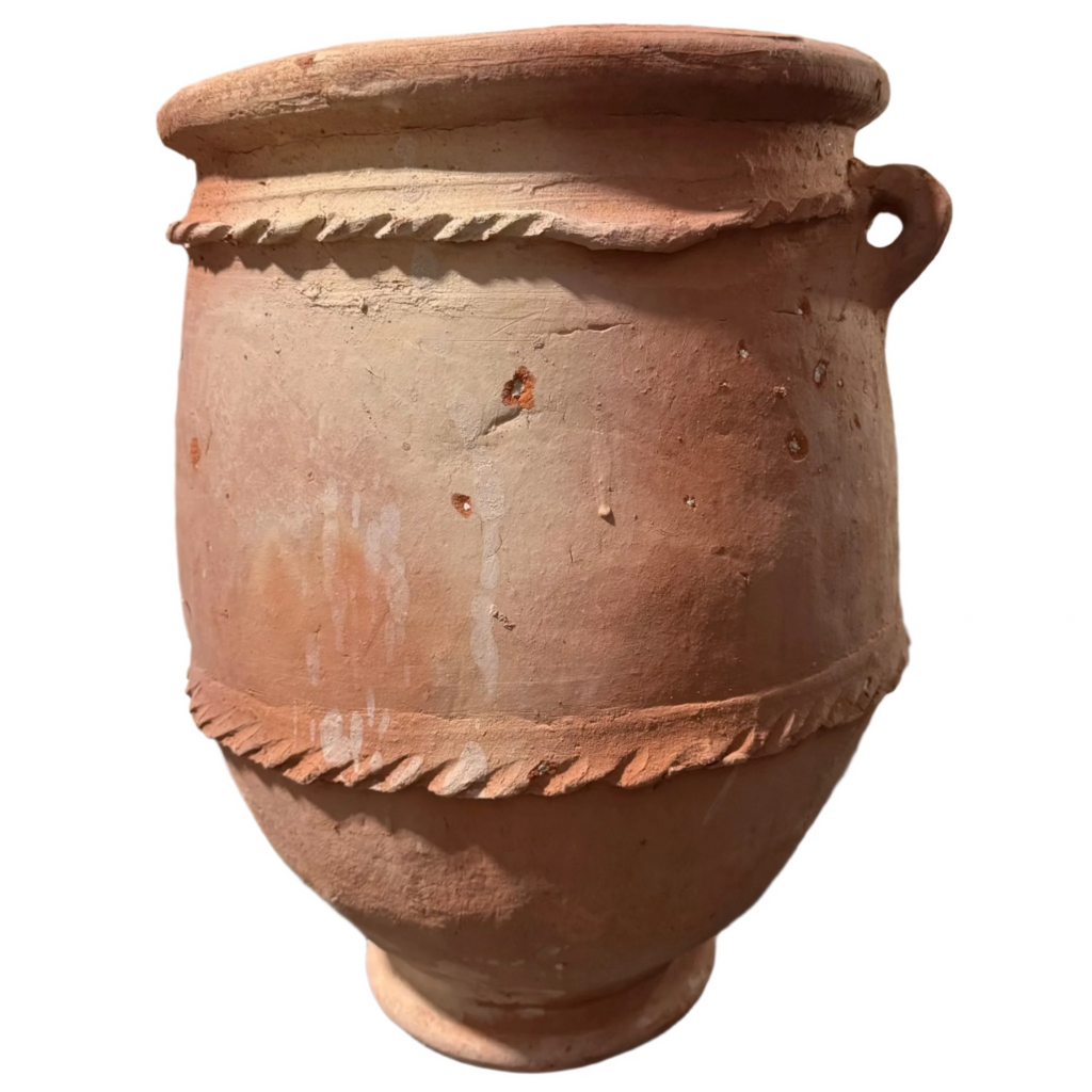 23” Moroccan Handmade Terracotta Planter – Large Clay Pot with Drainage