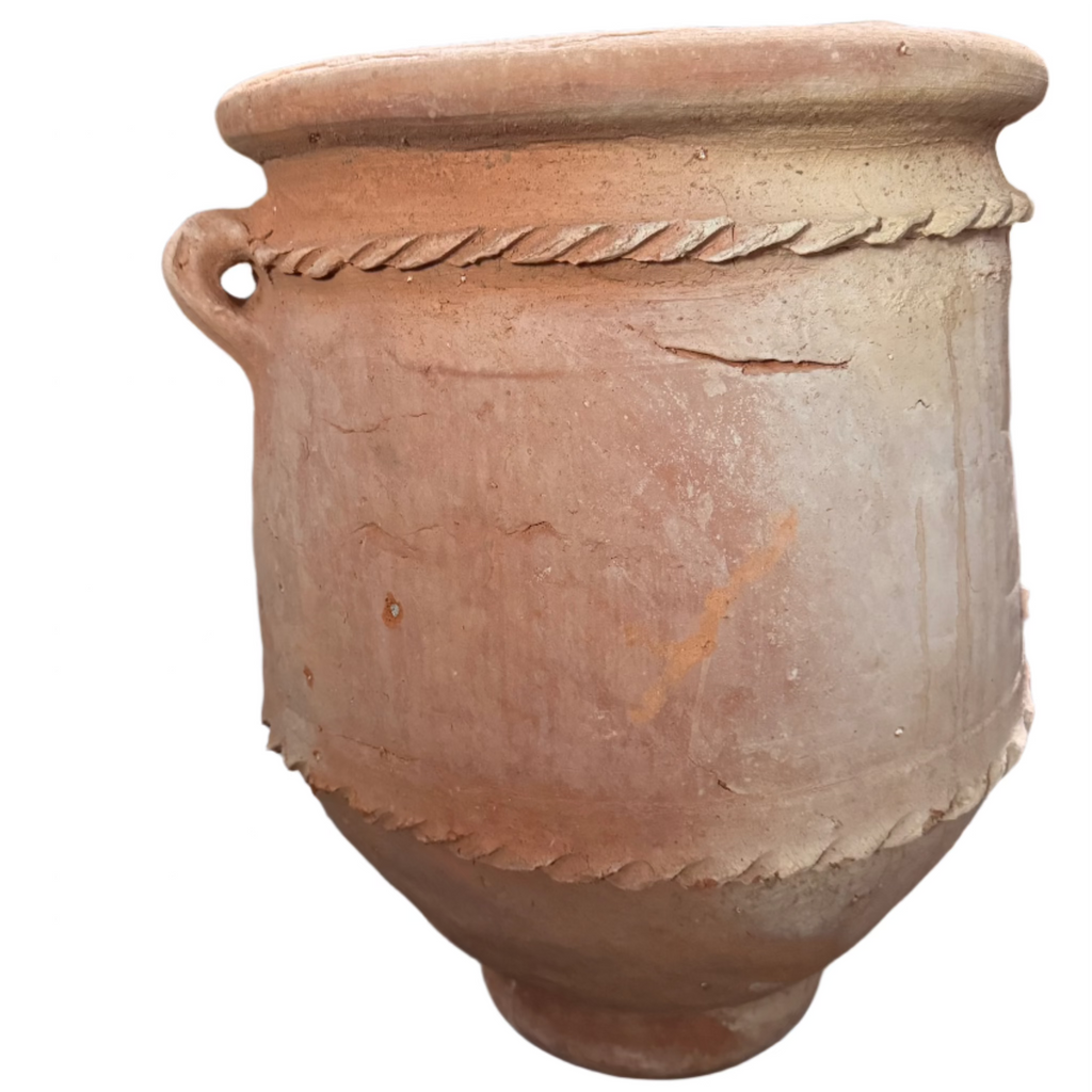 23” Moroccan Handmade Terracotta Planter – Large Clay Pot with Drainage