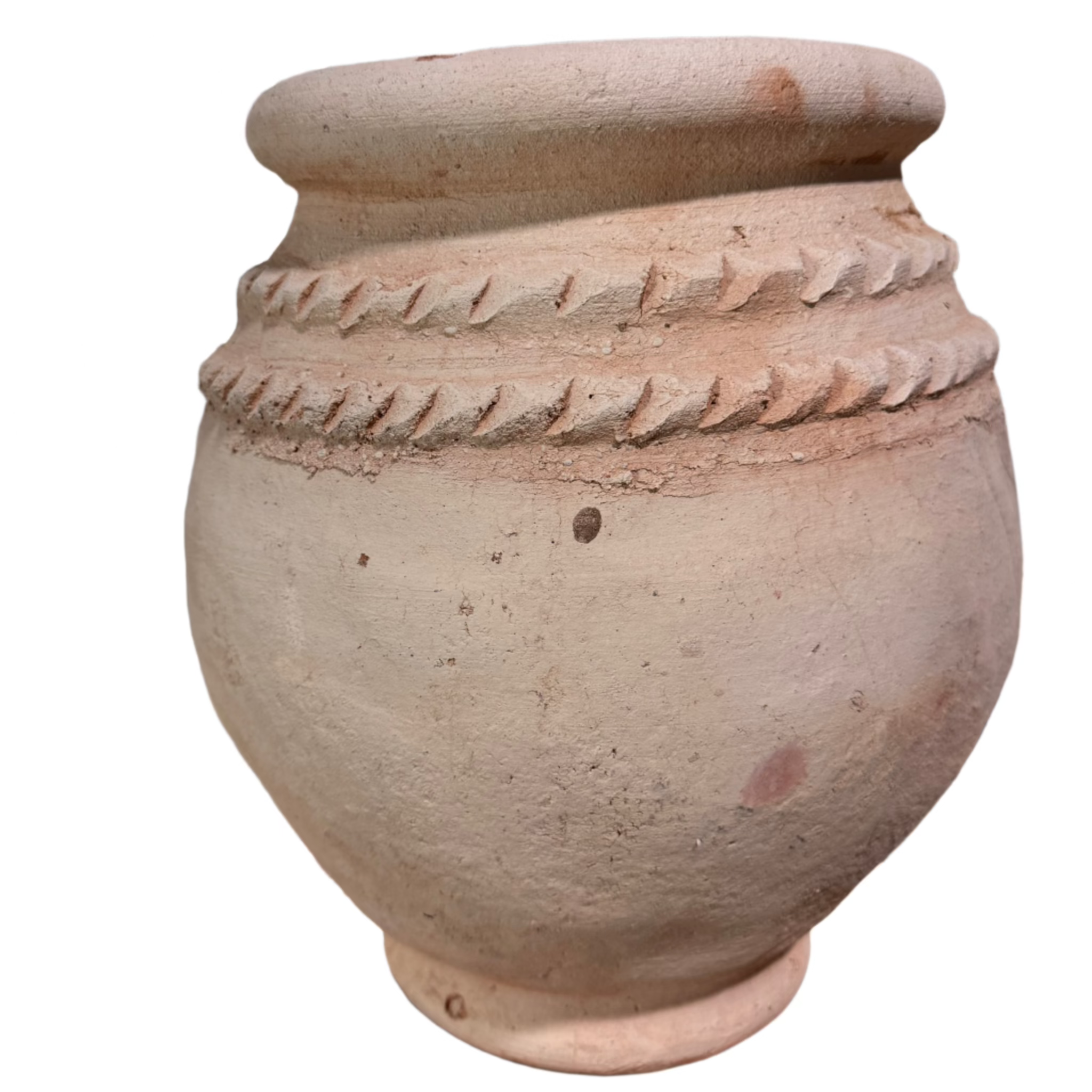 Handmade small Moroccan terracotta planter with natural clay finish