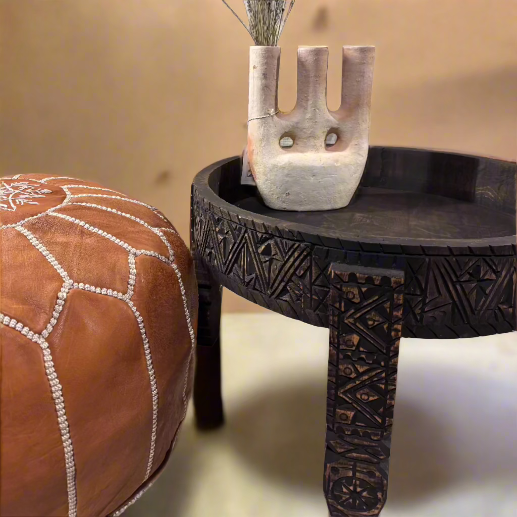 Hand-Carved Moroccan Chakki Table #11