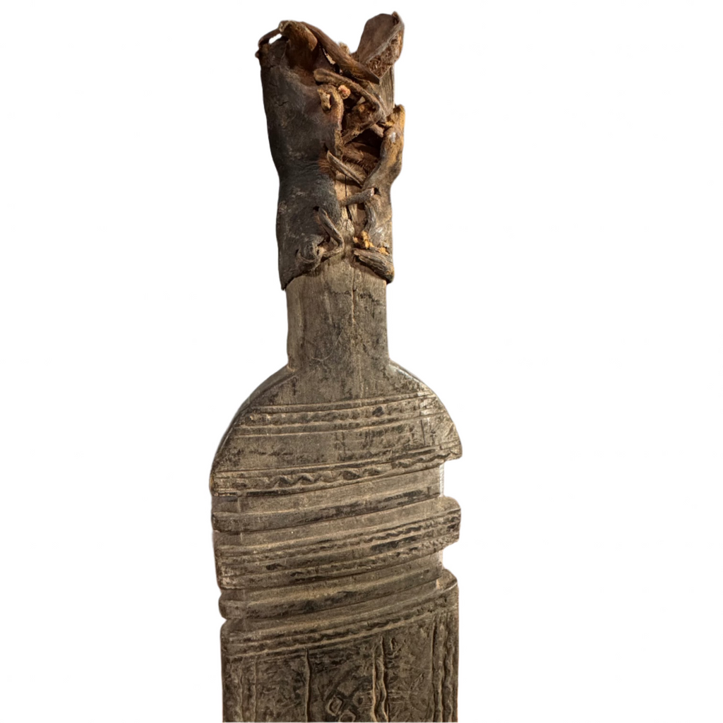 29″ Hand-Carved Vintage Tuareg Tent Post – Jdari Wood Tribal Decor #9