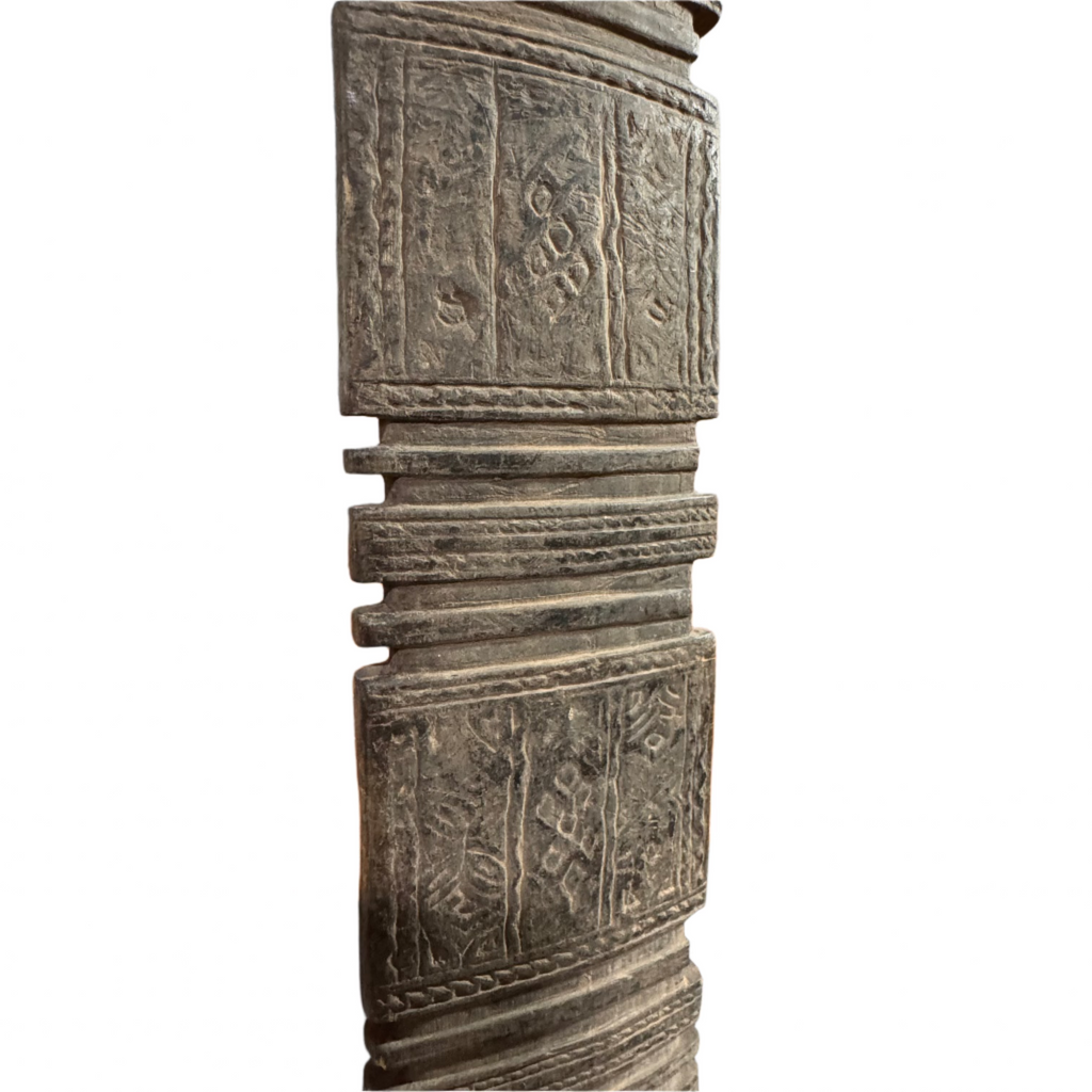 29″ Hand-Carved Vintage Tuareg Tent Post – Jdari Wood Tribal Decor #9