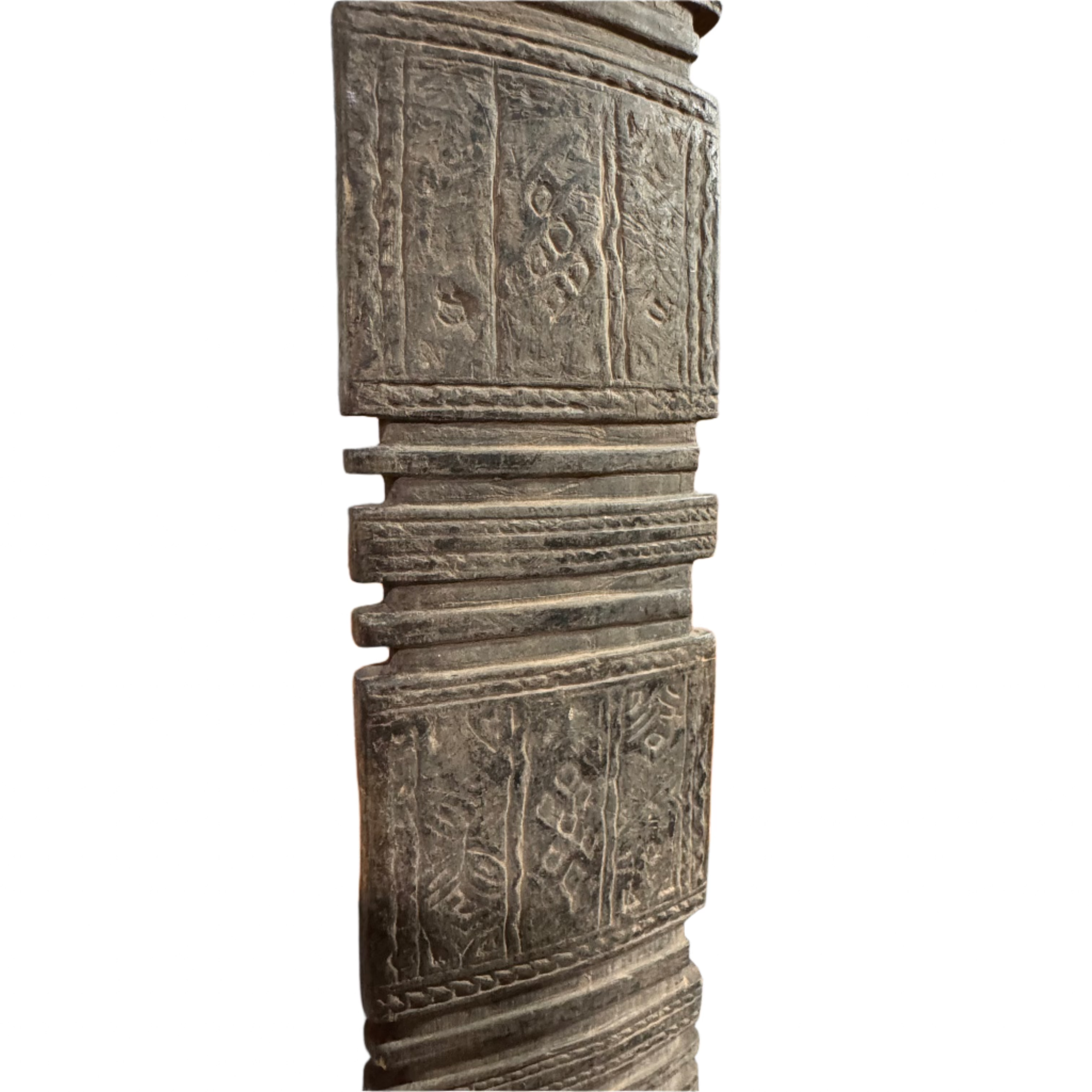 29″ Hand-Carved Vintage Tuareg Tent Post – Jdari Wood Tribal Decor #9