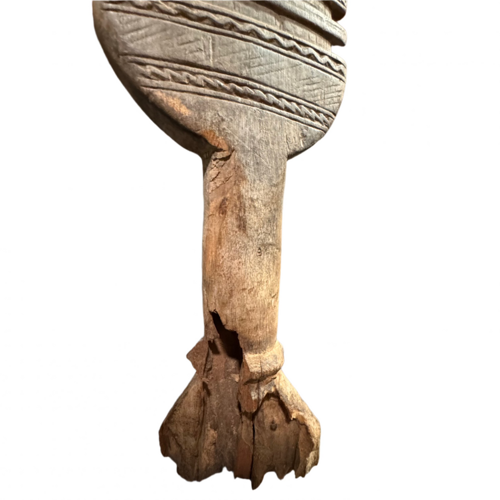 29″ Hand-Carved Vintage Tuareg Tent Post – Jdari Wood Tribal Decor #9