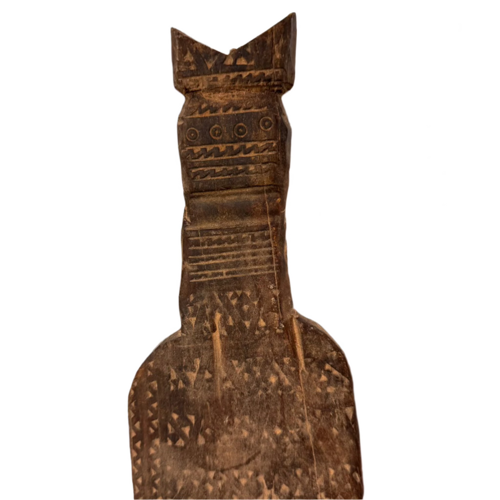 30″ Hand-Carved Vintage Tuareg Tent Post – Jdari Wood Tribal Decor #10