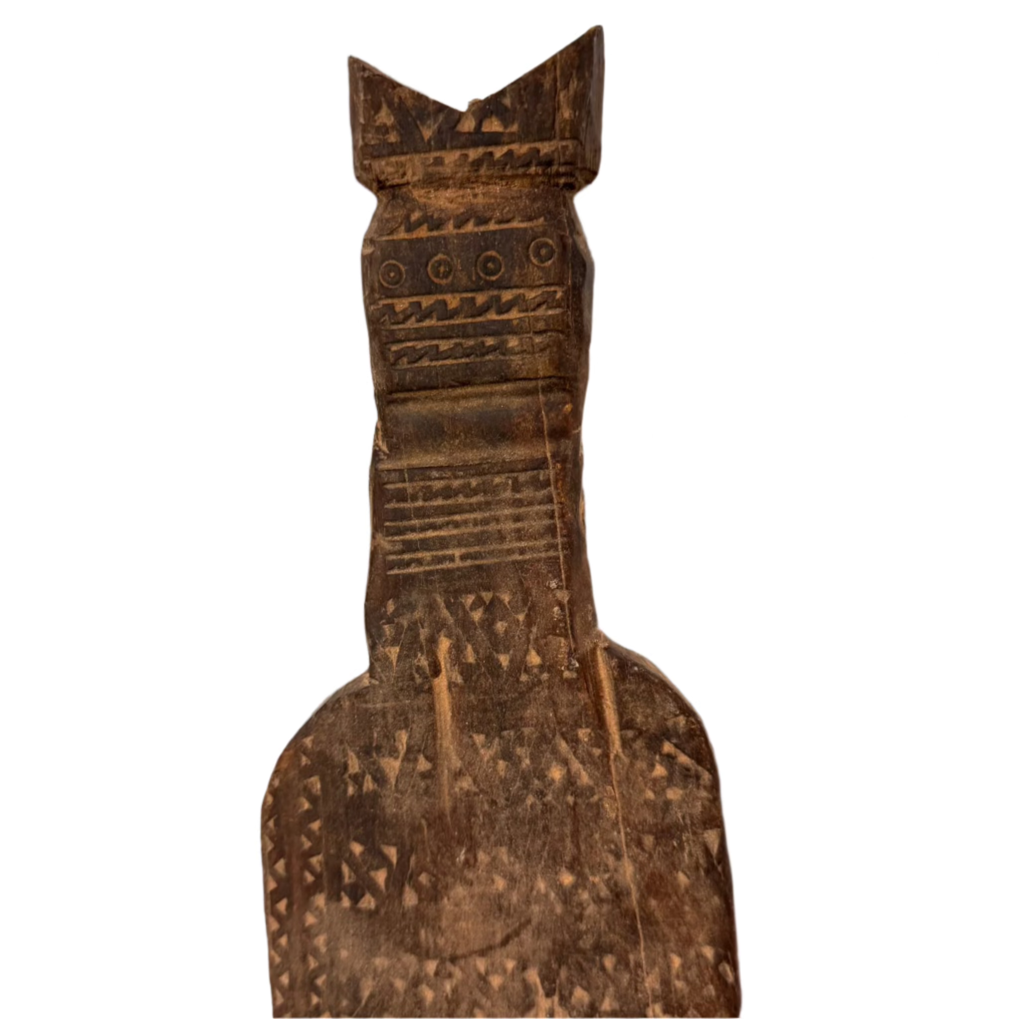 30″ Hand-Carved Vintage Tuareg Tent Post – Jdari Wood Tribal Decor #10