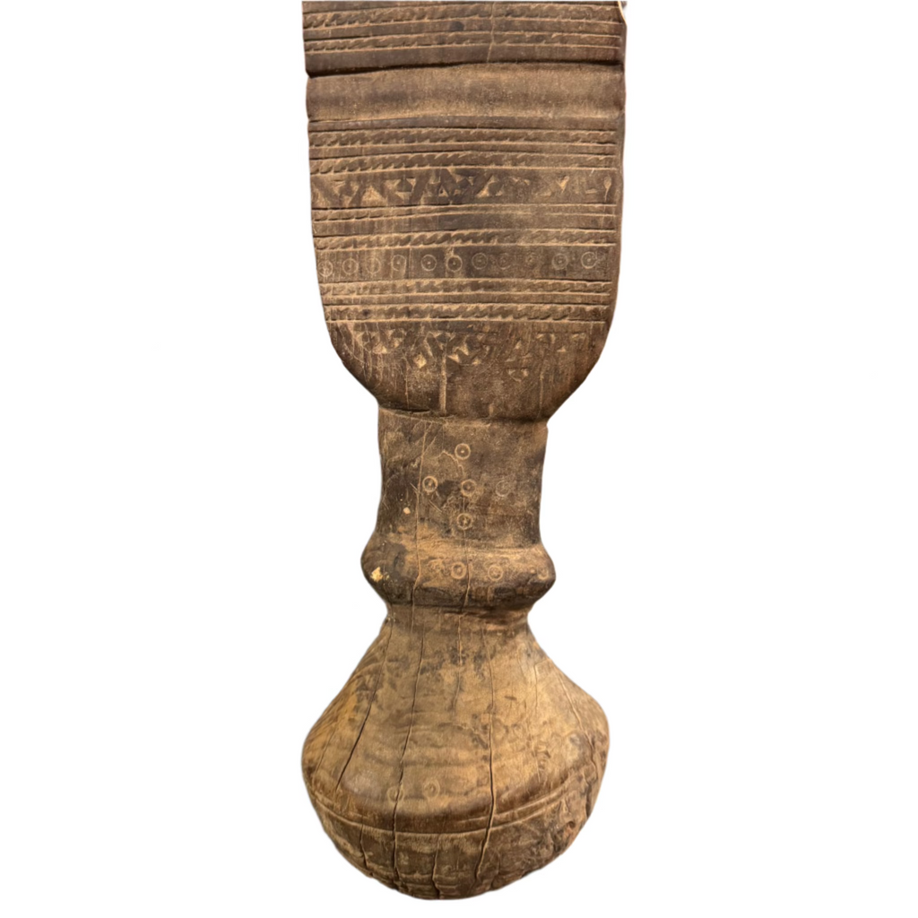 30″ Hand-Carved Vintage Tuareg Tent Post – Jdari Wood Tribal Decor #10