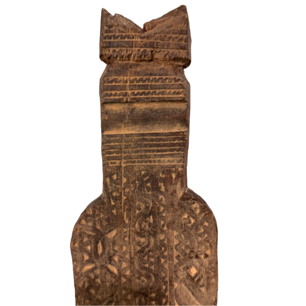 29.5″ Hand-Carved Vintage Tuareg Tent Post – Tribal Woodwork Decor #11