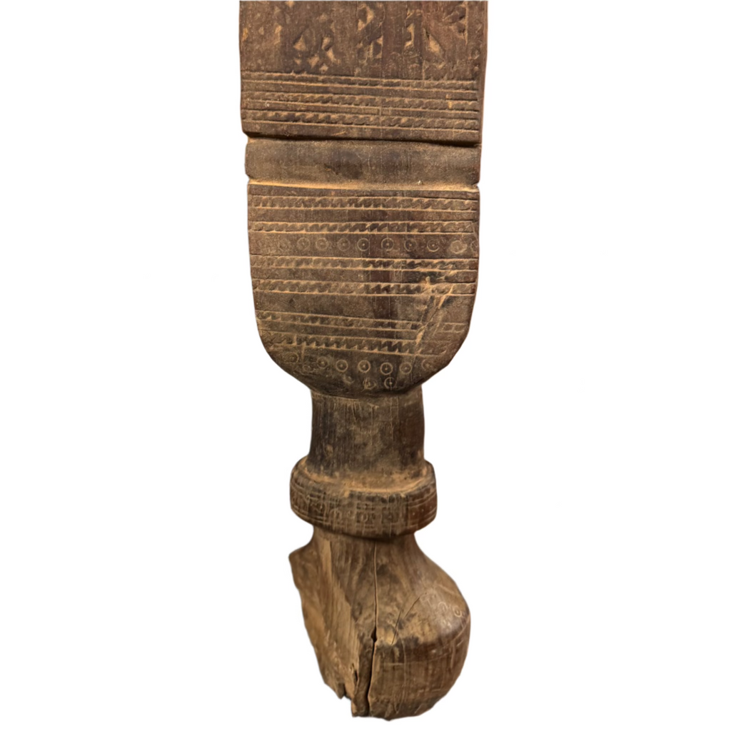 29.5″ Hand-Carved Vintage Tuareg Tent Post – Tribal Woodwork Decor #11