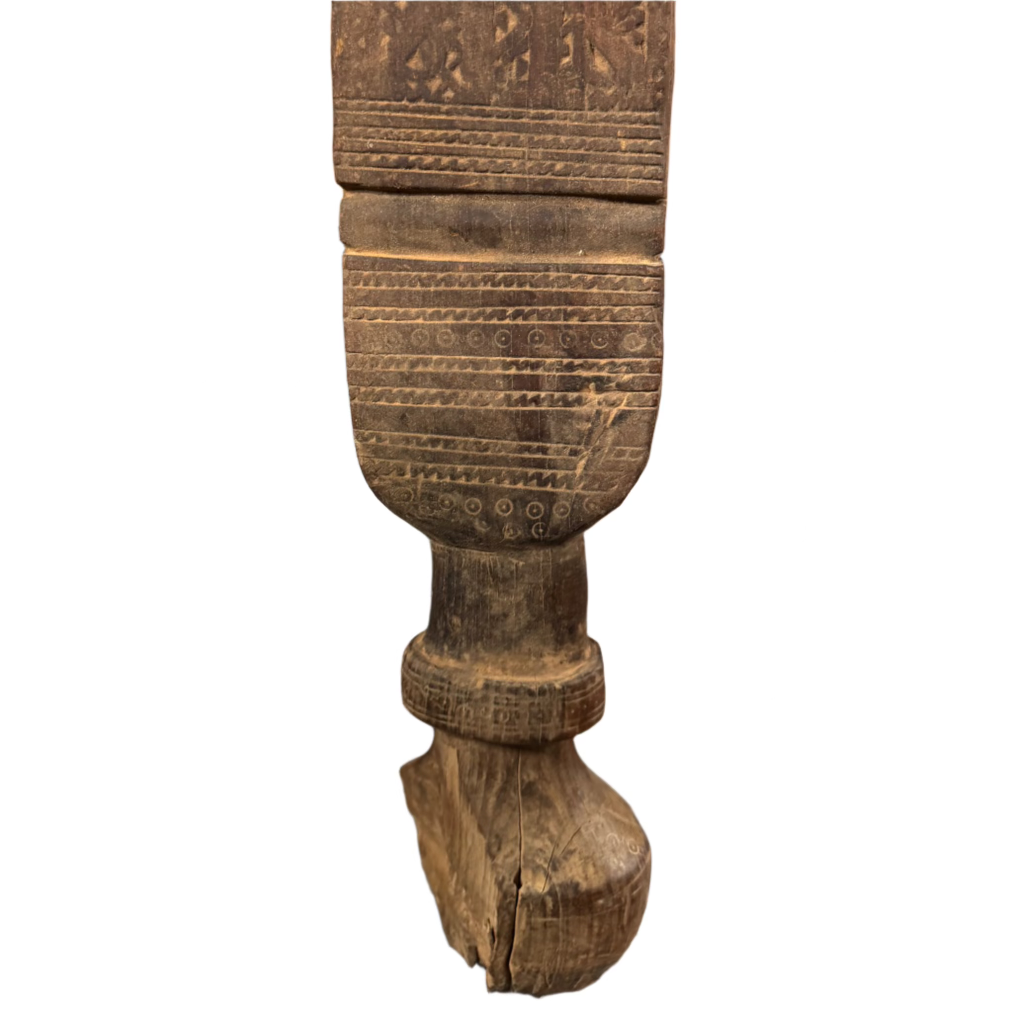 29.5″ Hand-Carved Vintage Tuareg Tent Post – Tribal Woodwork Decor #11