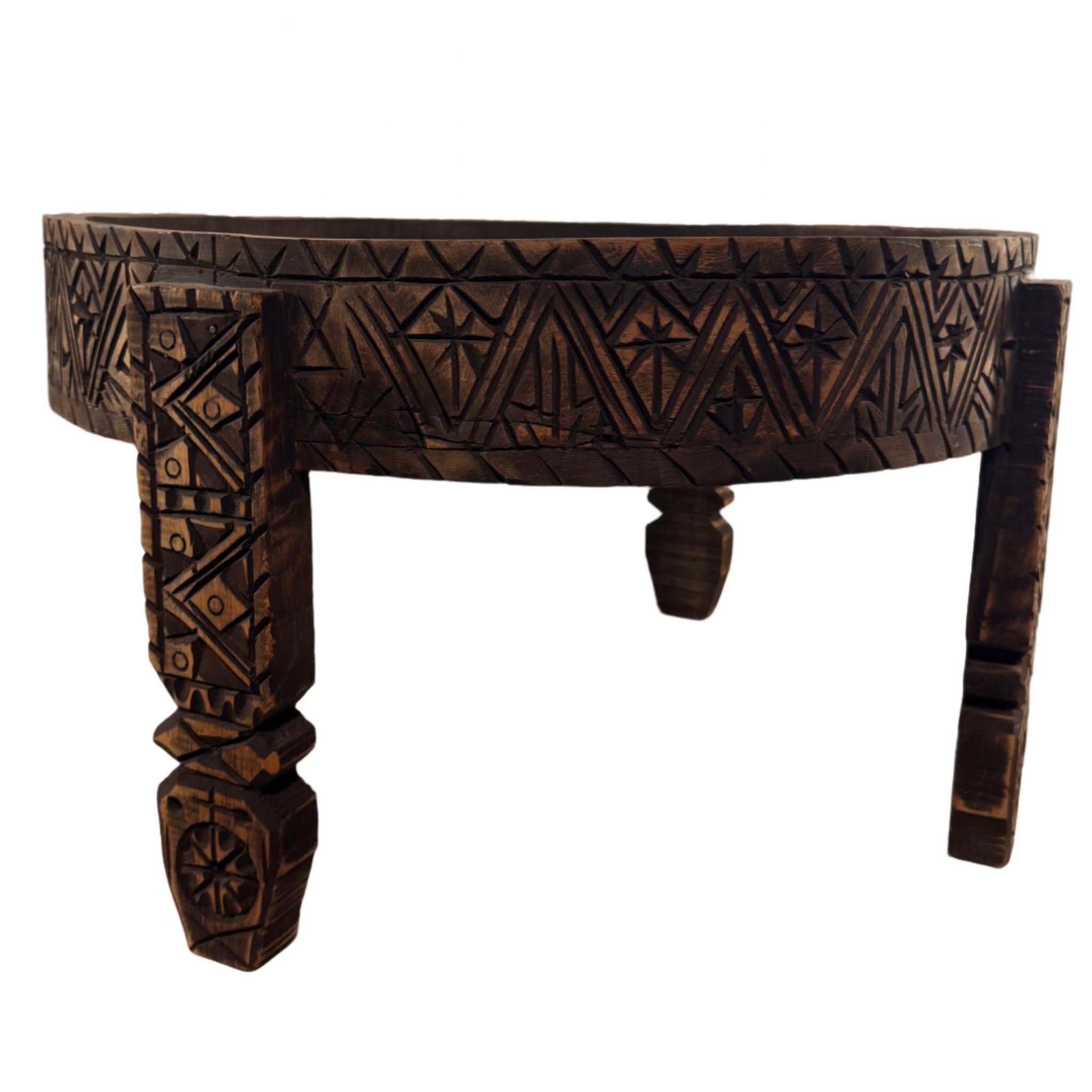Hand-Carved Moroccan Chakki Table #9