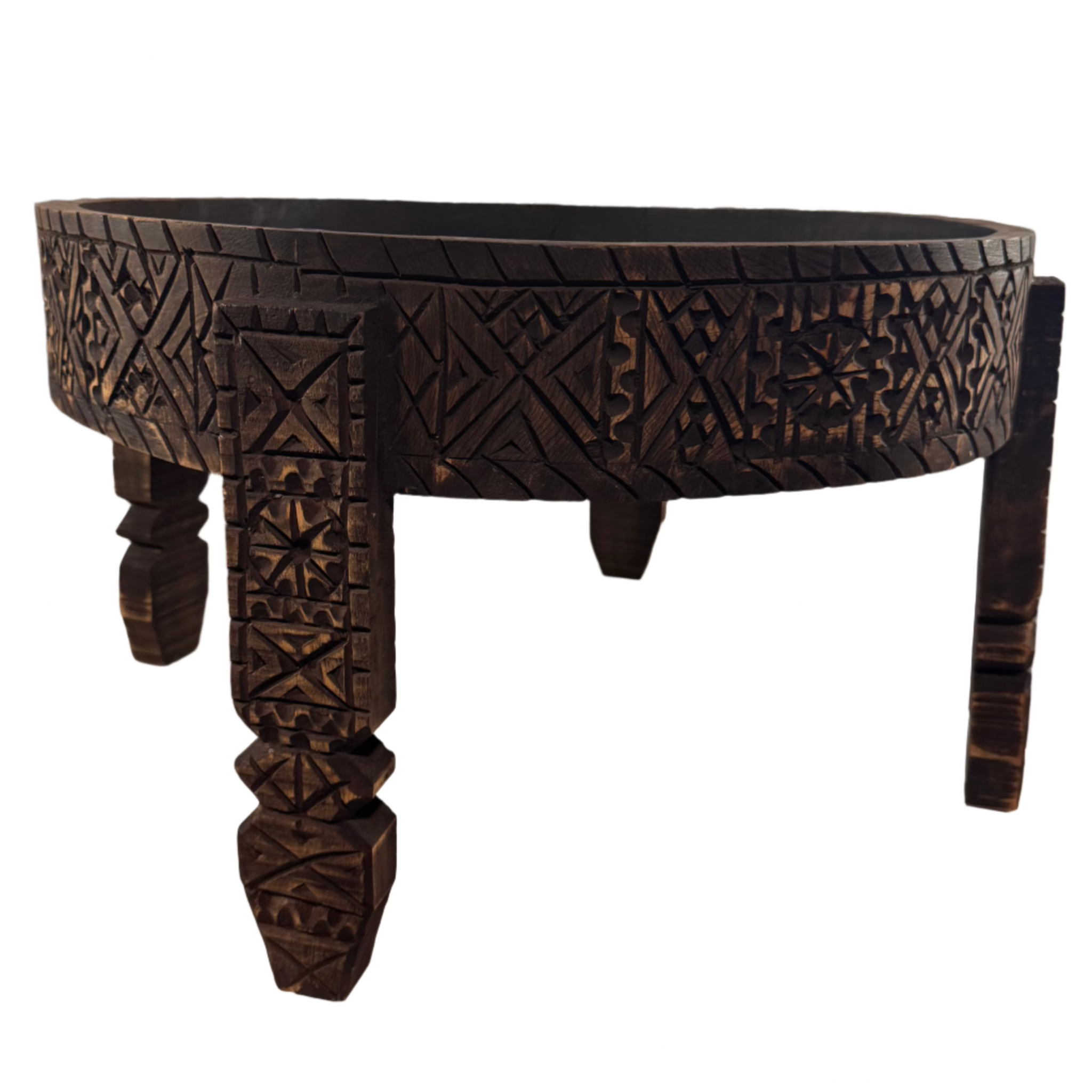 Hand-Carved Moroccan Chakki Table #10