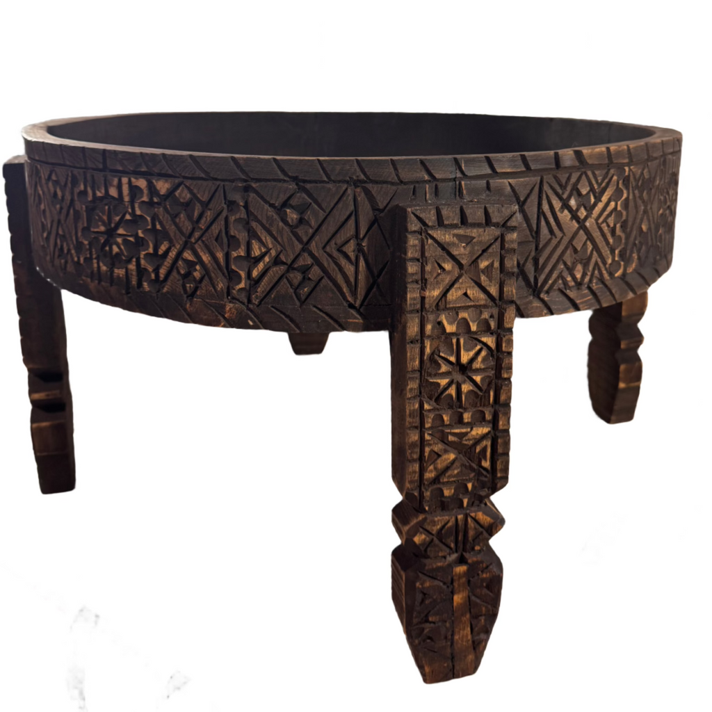 Hand-Carved Moroccan Chakki Table #10