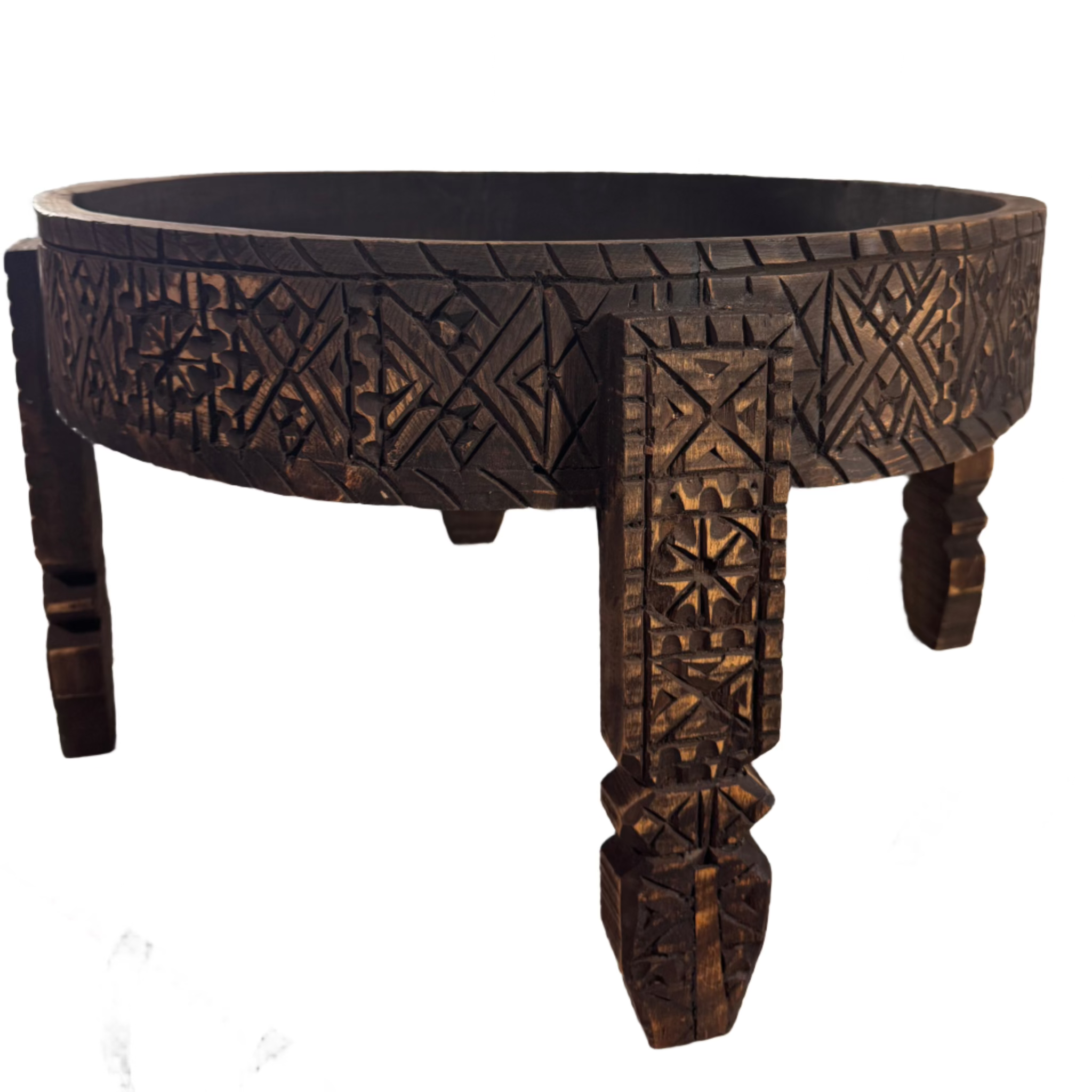 Hand-Carved Moroccan Chakki Table #10
