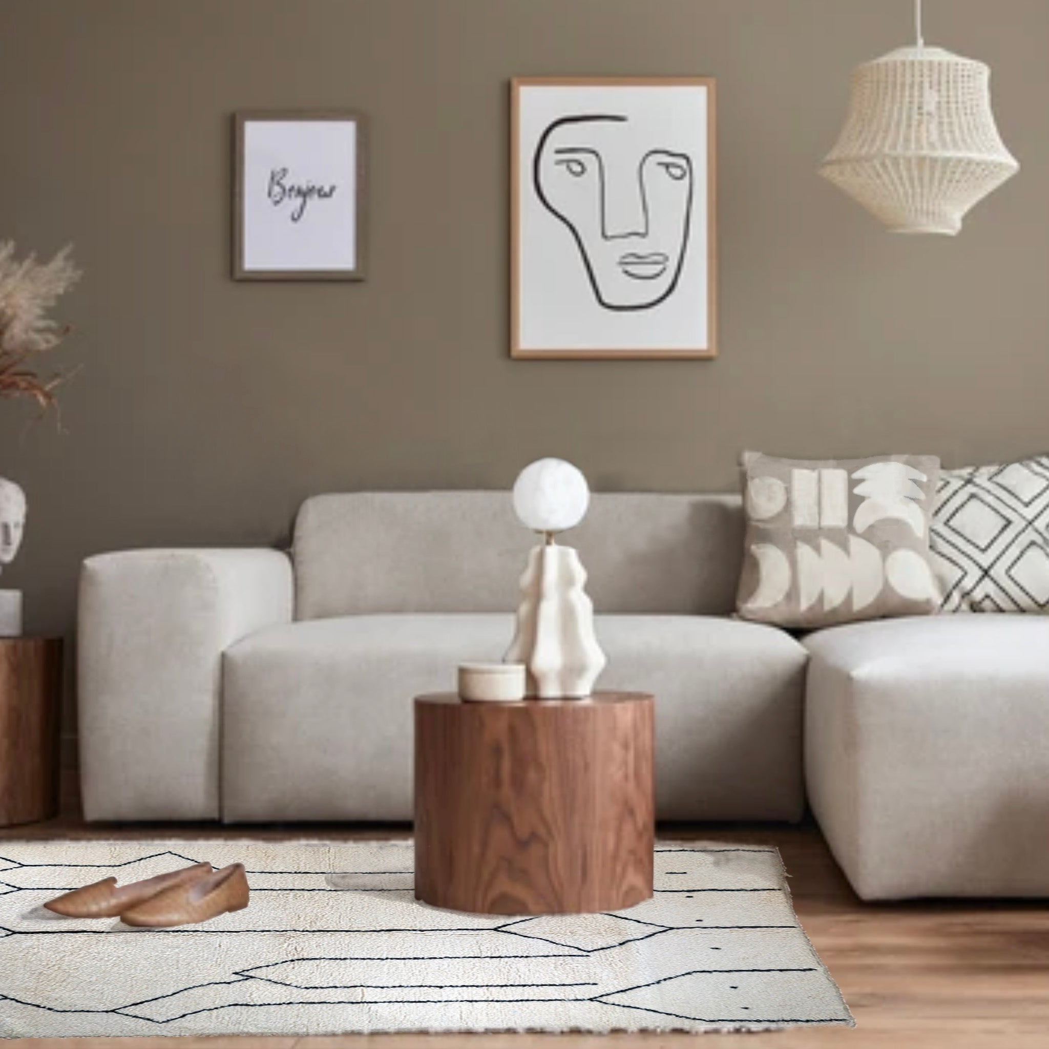 Alia | 5 x 8 Handwoven Beni Ourain Rug in Cream and Black