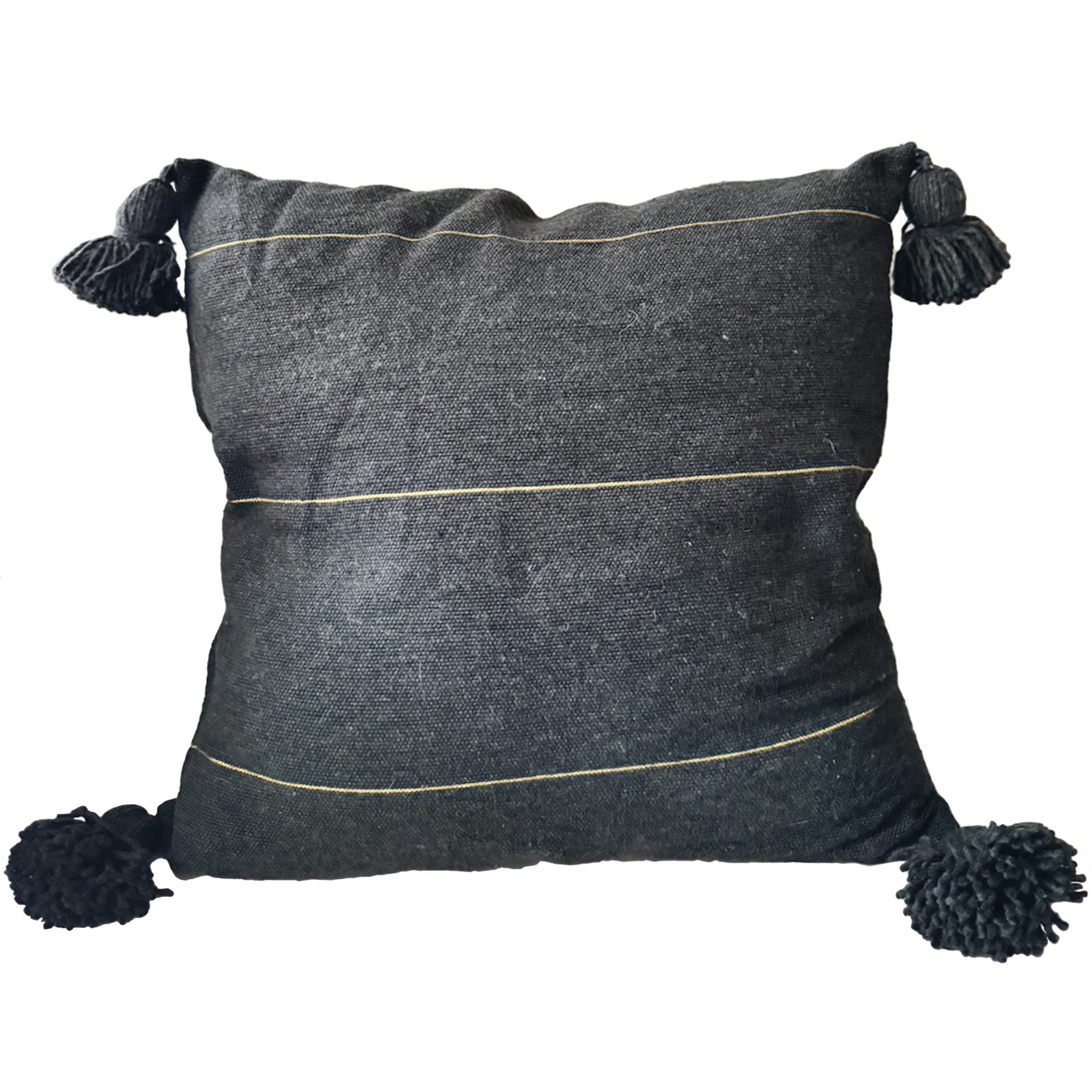 Cotton Grey Pom Pom Pillow Case