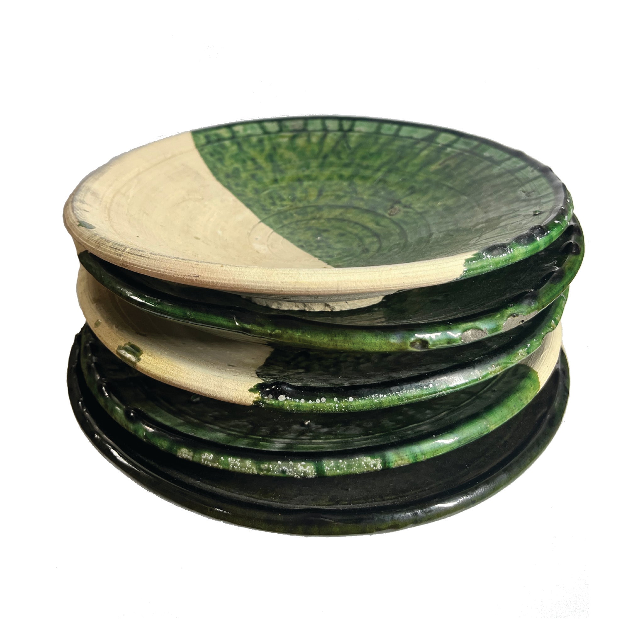 Tamegroute Half-Glazed Serving Platter (Green & Clay)