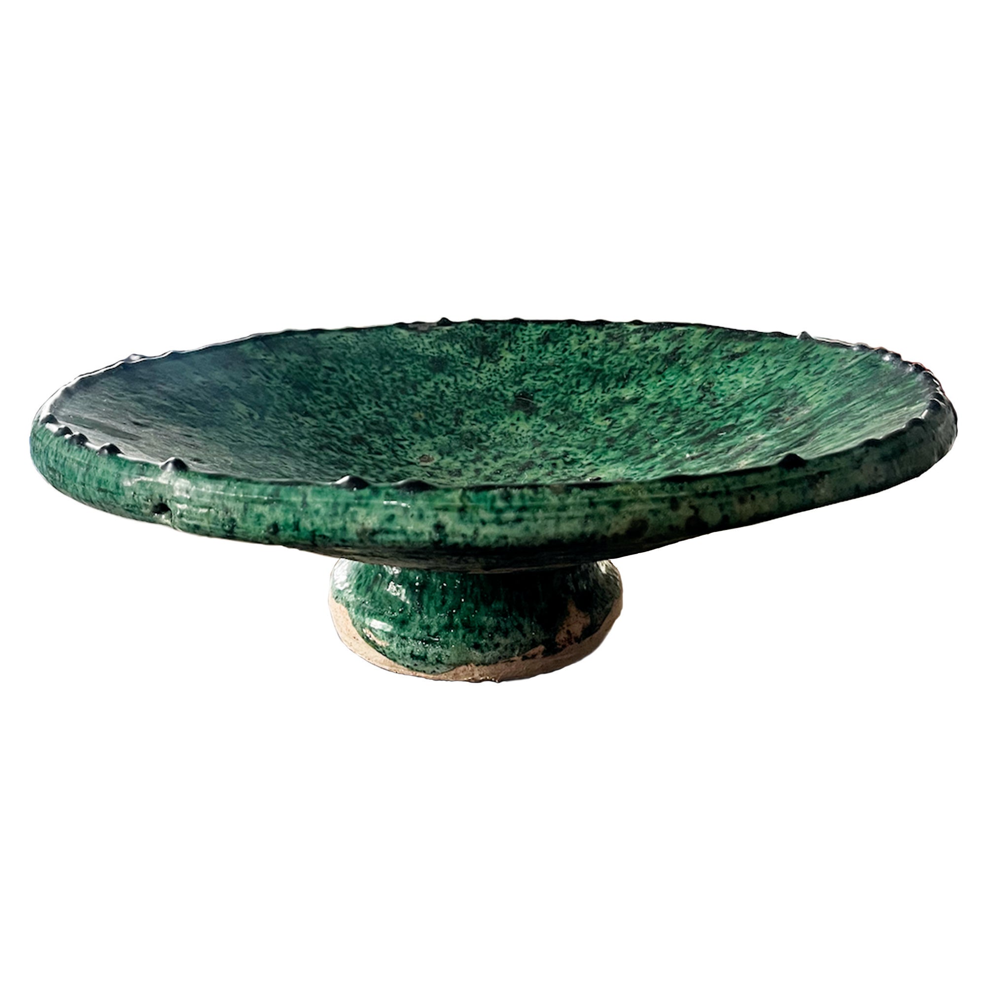Large Green Tamegroute Ceramic Serving Platter