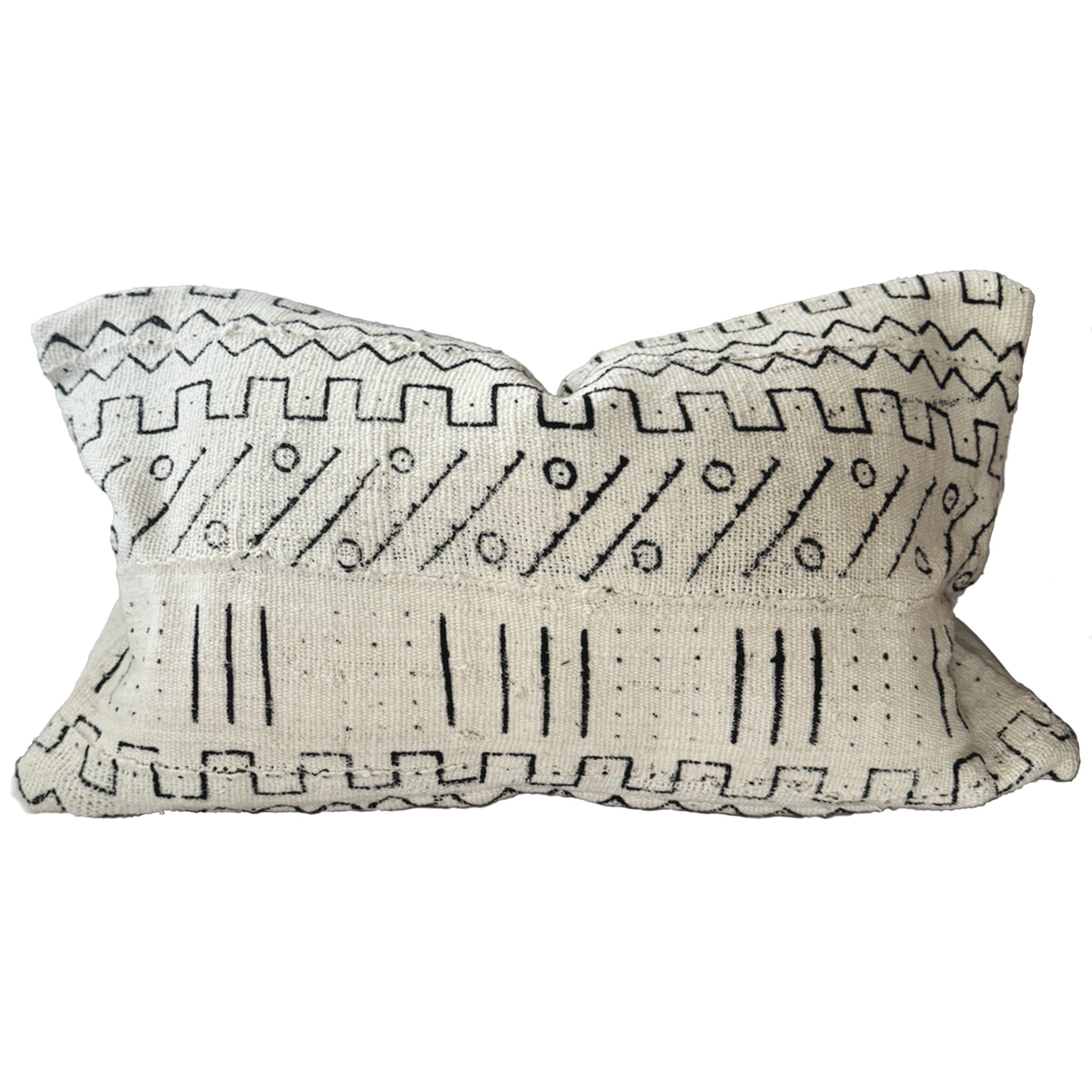 Mud Cloth Lumbar Pillow Cover - Cream