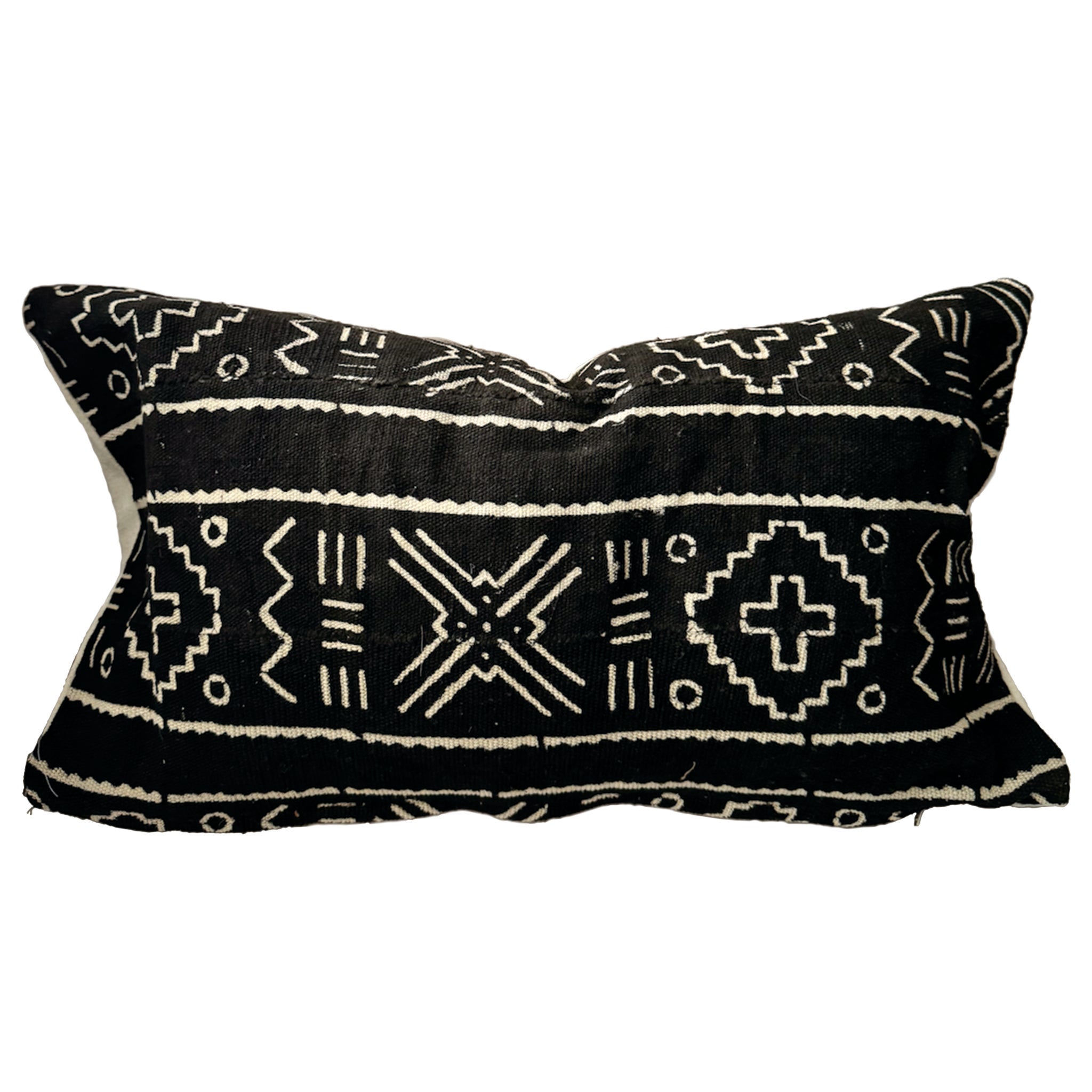 Mud Cloth Lumbar Pillow Cover - Black