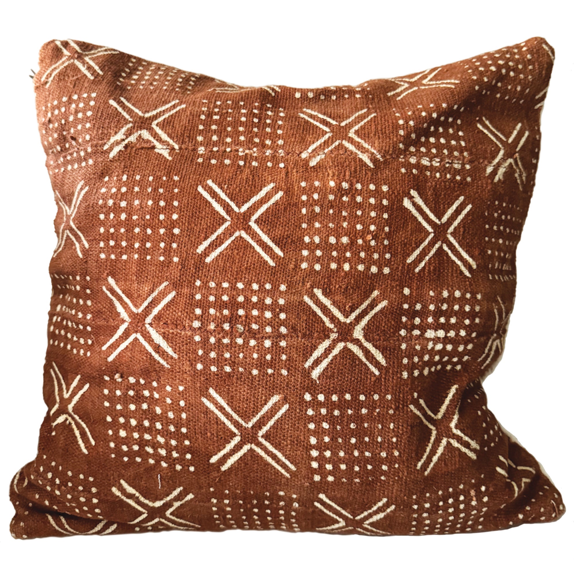Mud Cloth Square Throw Pillow Cover - Rust