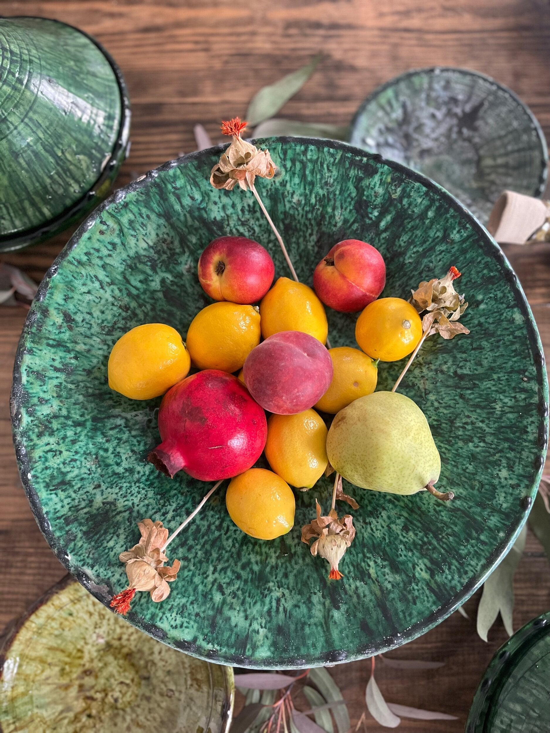 Large Green Tamegroute Ceramic Serving Platter
