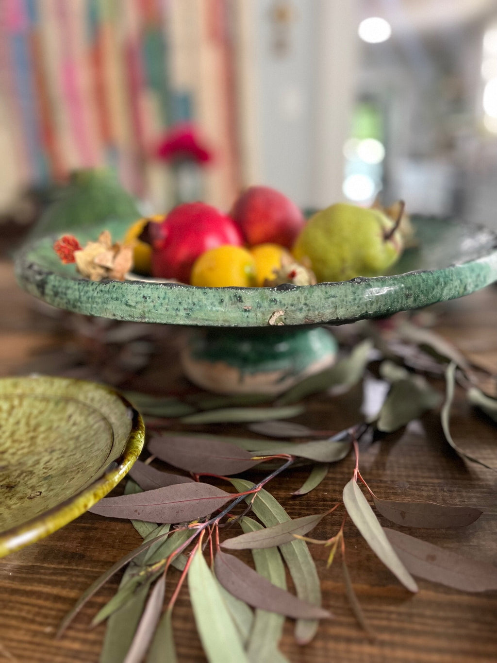 Large Green Tamegroute Ceramic Serving Platter