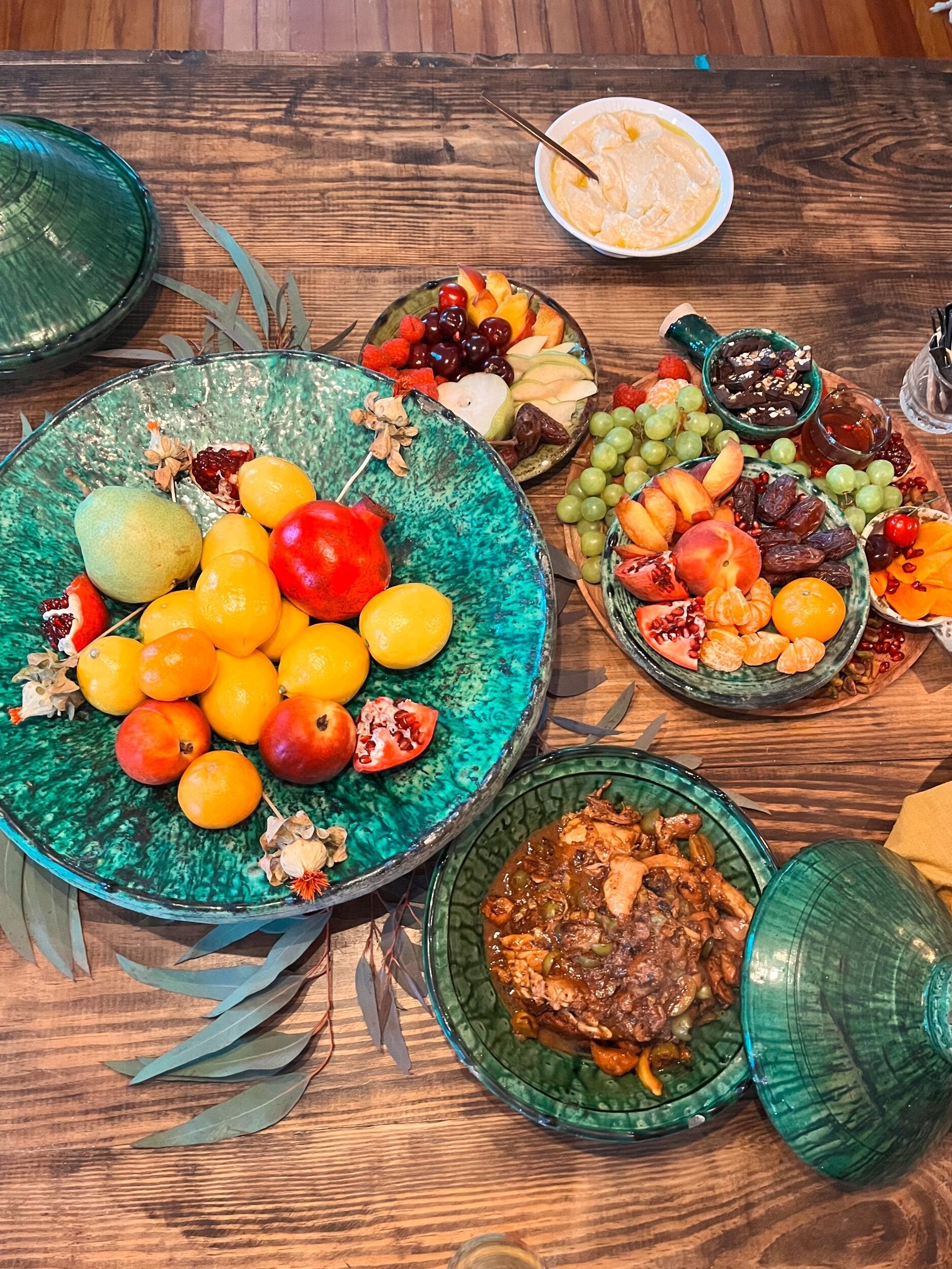 Large Green Tamegroute Ceramic Serving Platter}