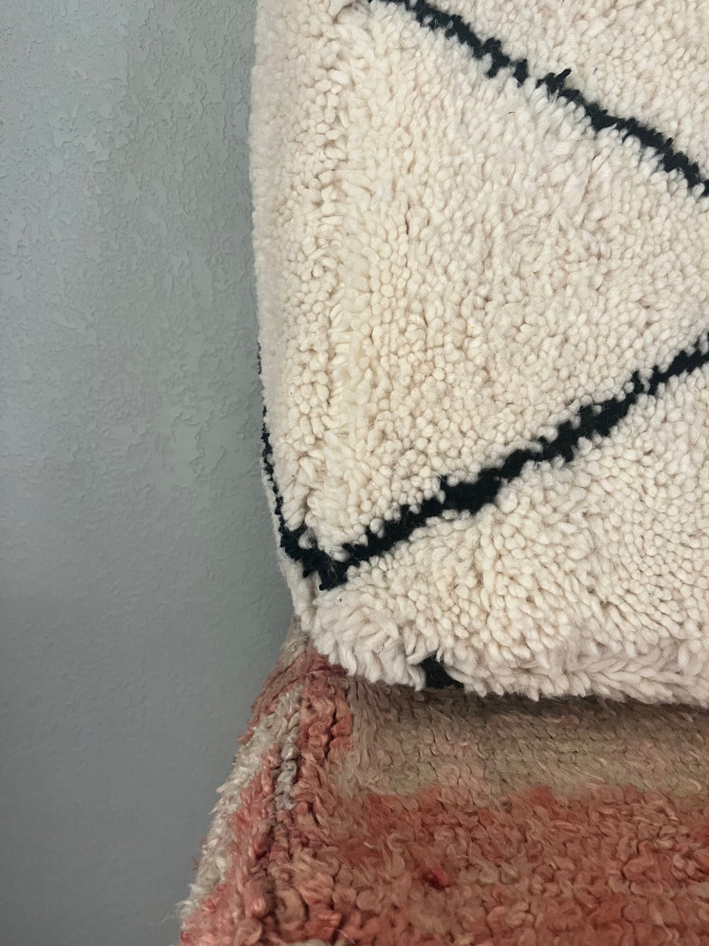 Black and Cream Beni Ourain Pouf Cover