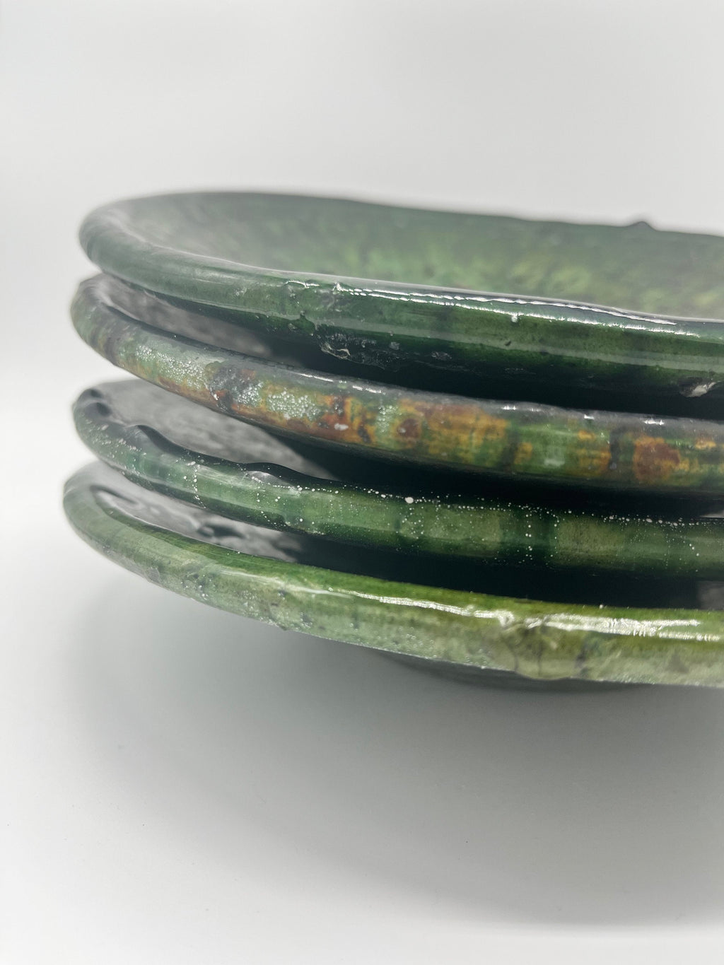 Green Tamegroute Handmade Moroccan Salad Plate